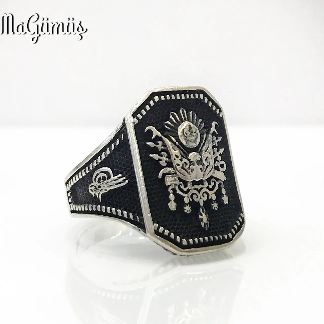 

Square Ottoman State Crested Silver Men 'S Ring