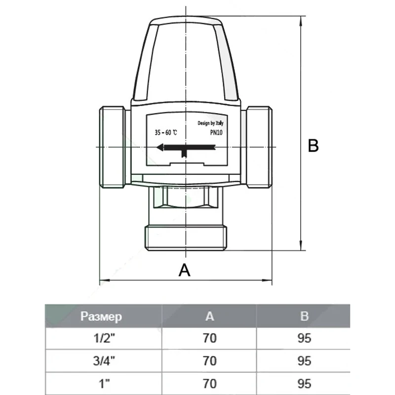Three way thermostatic mixing valve coupling (HP) (35-60 &amp deg c) kV/S 1.6 Universal for heating or floor | Обустройство дома