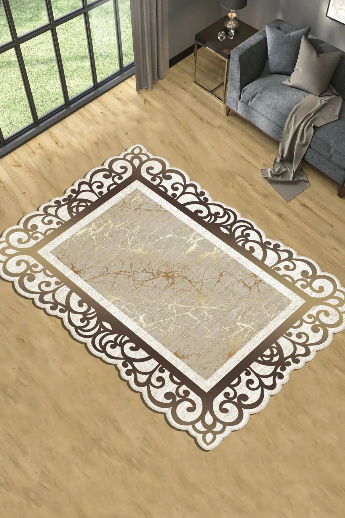 

Classic Model Special Cut Decorative Living Room Carpet Faux Leather Sole Dust Stain Resistant Washable Thai Feather Fabric 11mm Thickness