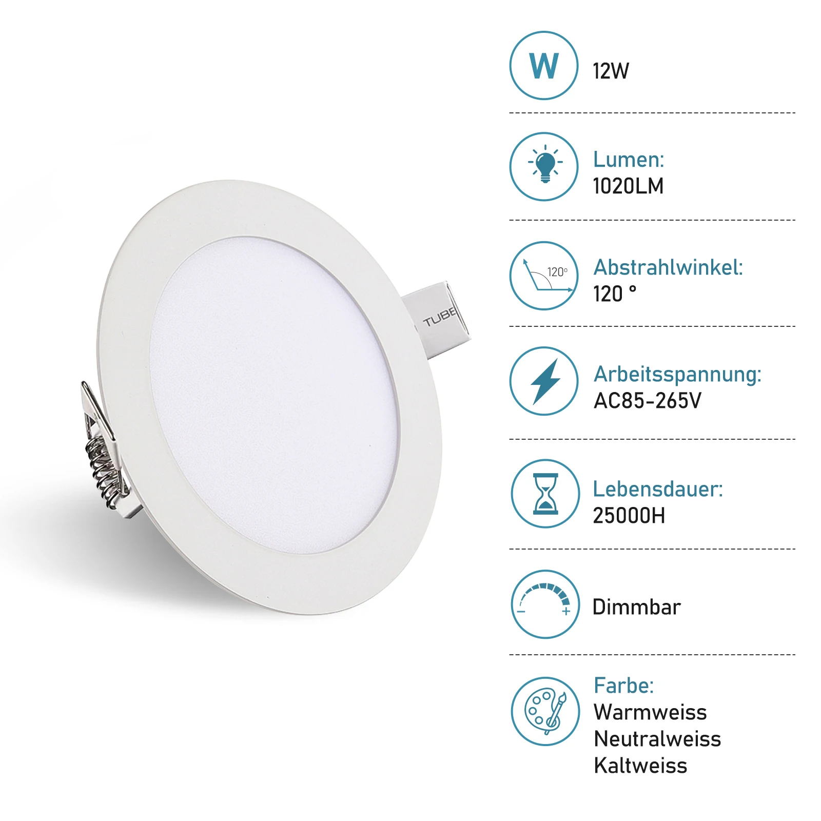

LED down lights dimmable ultra flat 230V 12W 1020lume recessed slim ceiling spotlights IP44 3 color modes