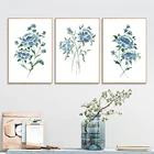 Пион, цветок, акварельная стена, художественные принты, современный абстрактный темно-синий цветочный фон, декор для гостиной