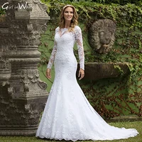 arabic mermaid wedding dress for women sexy illusion long sleeve bride dresses lace appliques robe de mari%c3%a9e %d1%81%d0%b2%d0%b0%d0%b4%d0%b5%d0%b1%d0%bd%d0%be%d0%b5 %d0%bf%d0%bb%d0%b0%d1%82%d1%8c%d0%b5