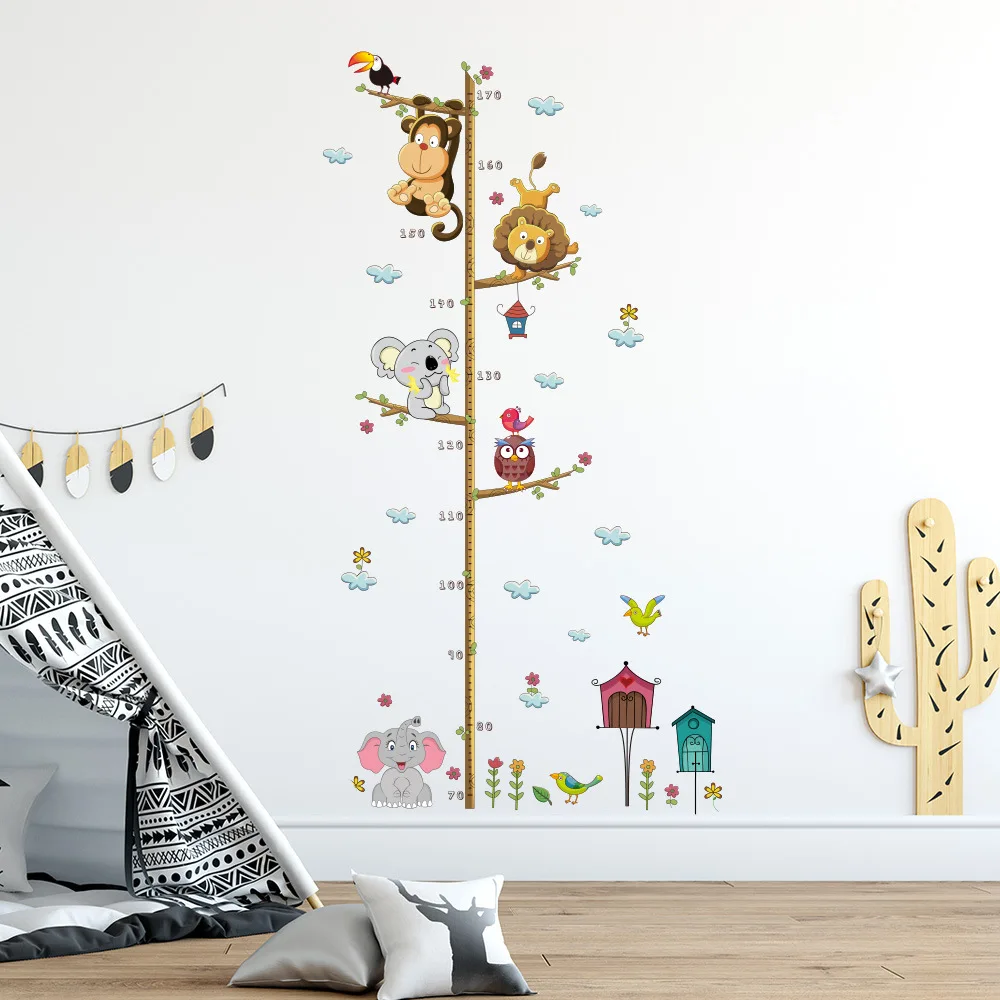 

New Cute Elephant Lion Zoo Height Paste Children's Room Bedroom Living Room Wall Decoration Wall Paste