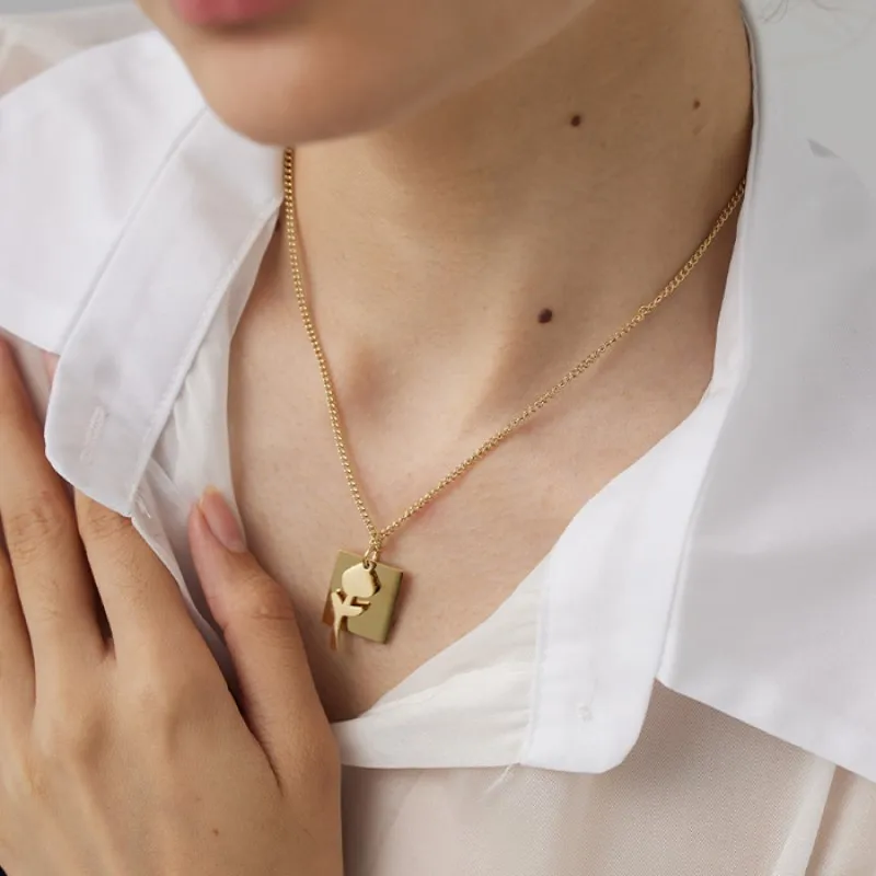 Романтическое винтажное женское ожерелье из нержавеющей стали с подвеской в