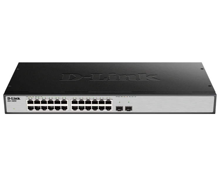 D-Link DGS-1026X/A1A L2 Unmanaged Switch with 24 10/100/1000Base-T and 2 10GBase-X SFP+ ports. 16K Mac address Auto-sensing 8 |