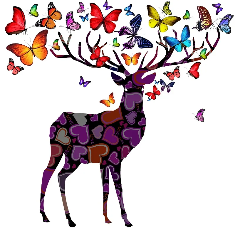 

Nordic Vintage Colorful Elk Wall Art Pictures And Print Cartoon Antlers With Plant Fruit Paintings On Canvas Living Room Decor