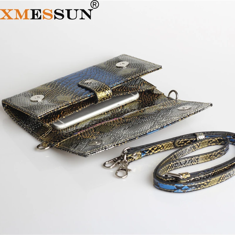 XMESSUN тисненый кожаный чехол для телефона из кожи питона держатель карт сумки