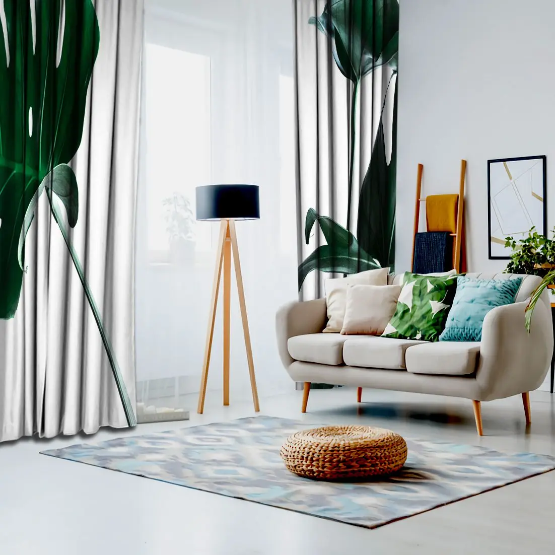 Занавес листья монстеры тропические растения Крытый сад естественное украшение