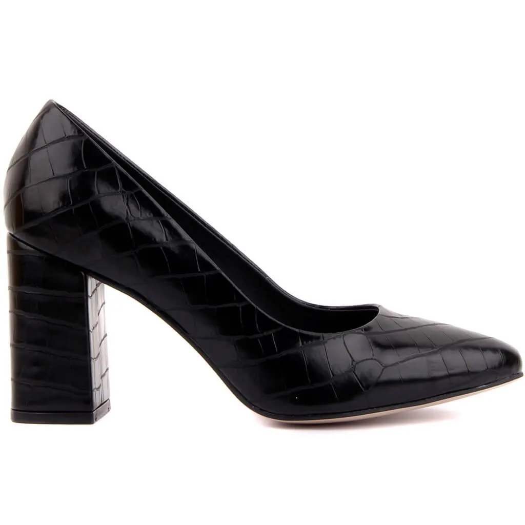 

Moxee-Black Color Kroko Patterned Women 'S High-Heeled Shoes
