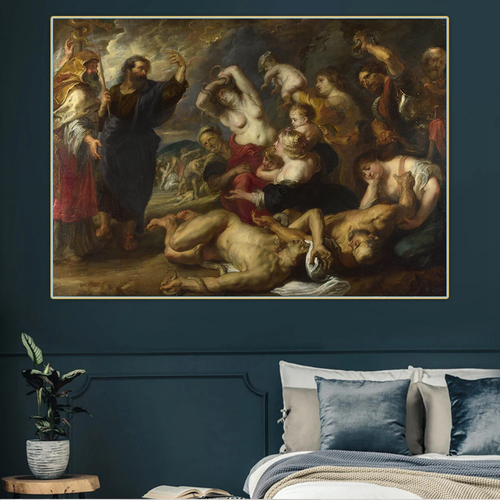

Holover Canvas Oil Painting Peter Paul Rubens"The Brazen Serpent"Baroque Artwork Wall Art Aesthetic Home Interior Decoration