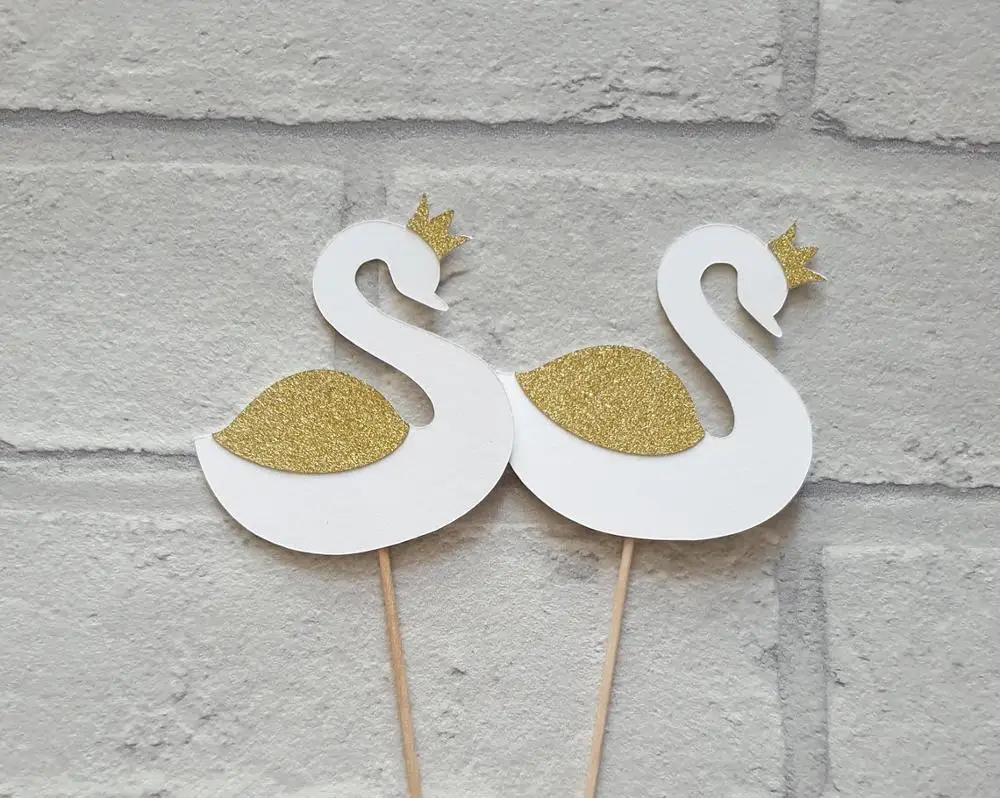 12 шт. Топпер для капкейков в виде лебедя топпер торта вечерние тема и озера день