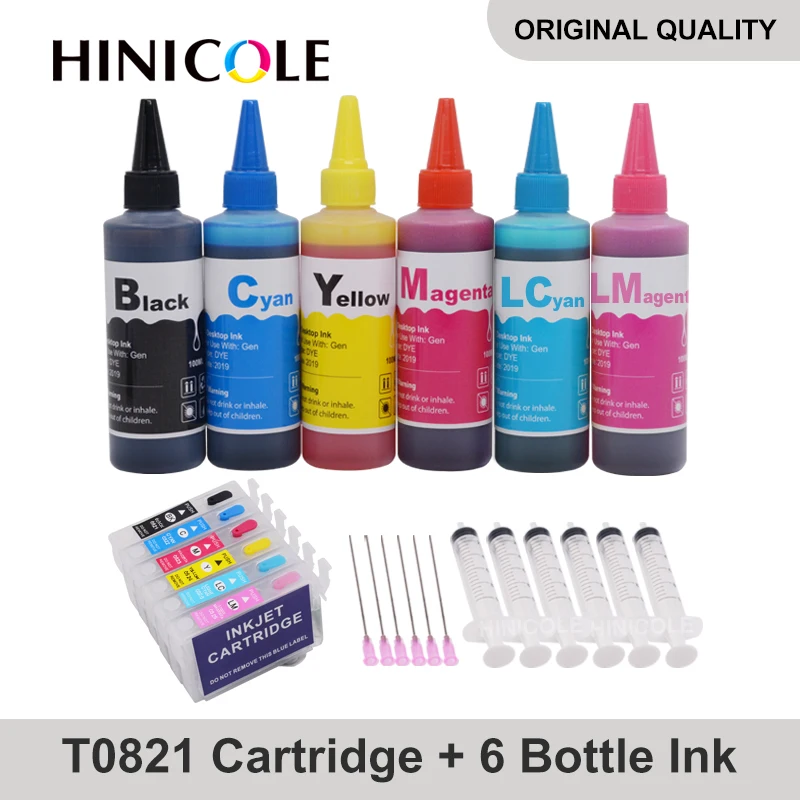 Картридж с чернилами для принтера Epson T0821 XL Stylus RX610 RX615 RX690 1410 TX650 TX659 6 цветов 600 мл -