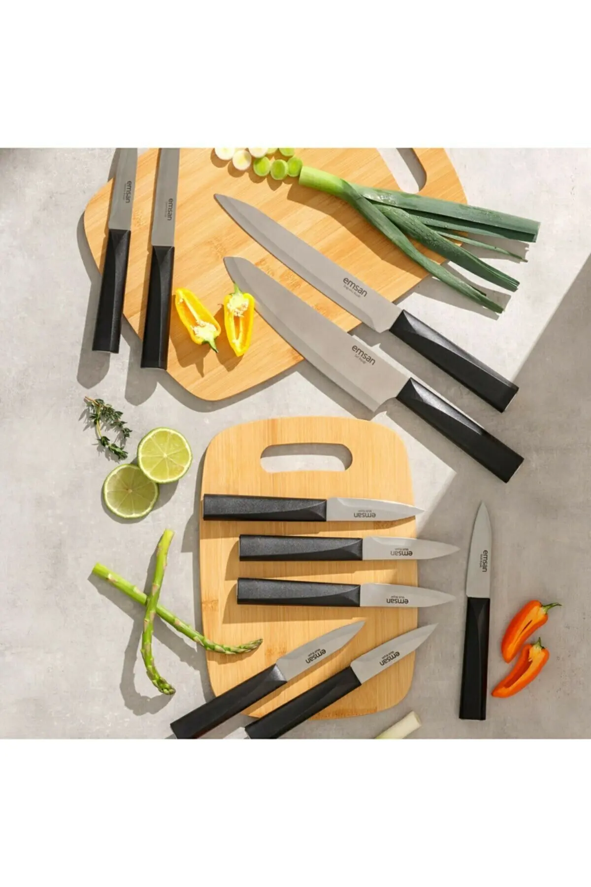 

Emsan Yamagata 10 Piece Knife Set, 6 Pieces 11 Cm Multi, 10+12,5+19,50+19,50 Cm Stainless Extra Resistant Steel, 100% Made in Tu