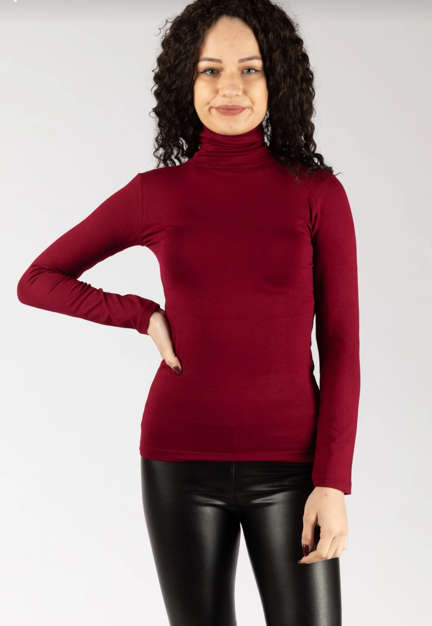 

Turkey 2021 Autumn Winter Burgundy Combed Cotton Blouse Turtleneck Sweater Women Long Sleeve Slim Body Underwear for Shirt