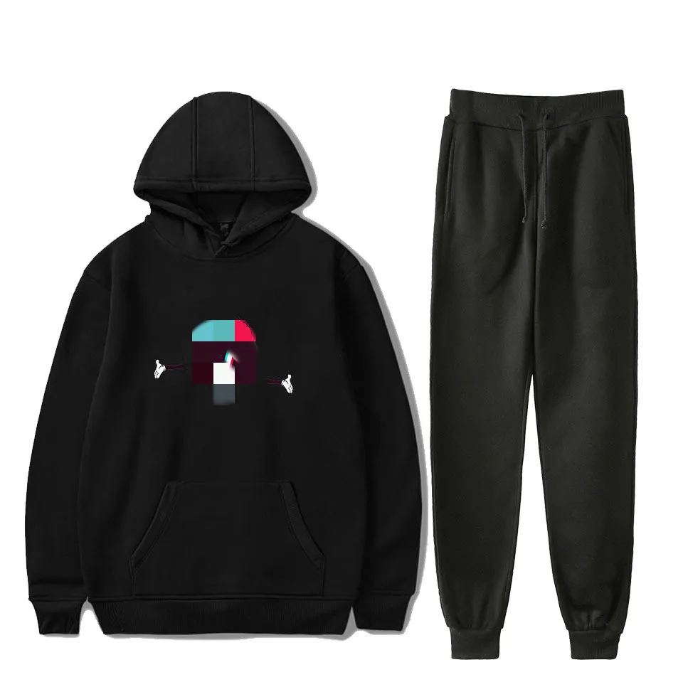 Повседневный комплект с капюшоном для женщин и мужчин на осень зиму длинные