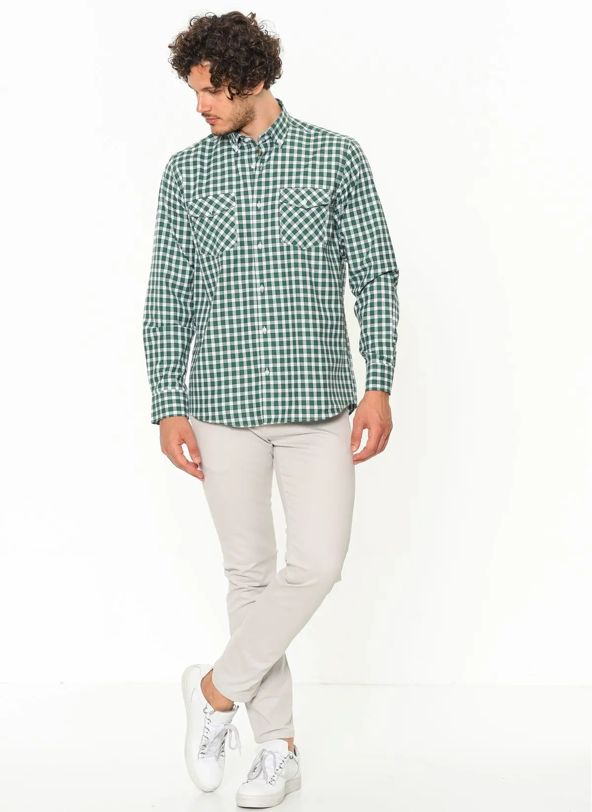 Varetta New Mens Shirt Casual Green Plaid Shirts Double Pocket Turn-Down Collar Male Brand Men Tops cotton shirts | Мужская одежда