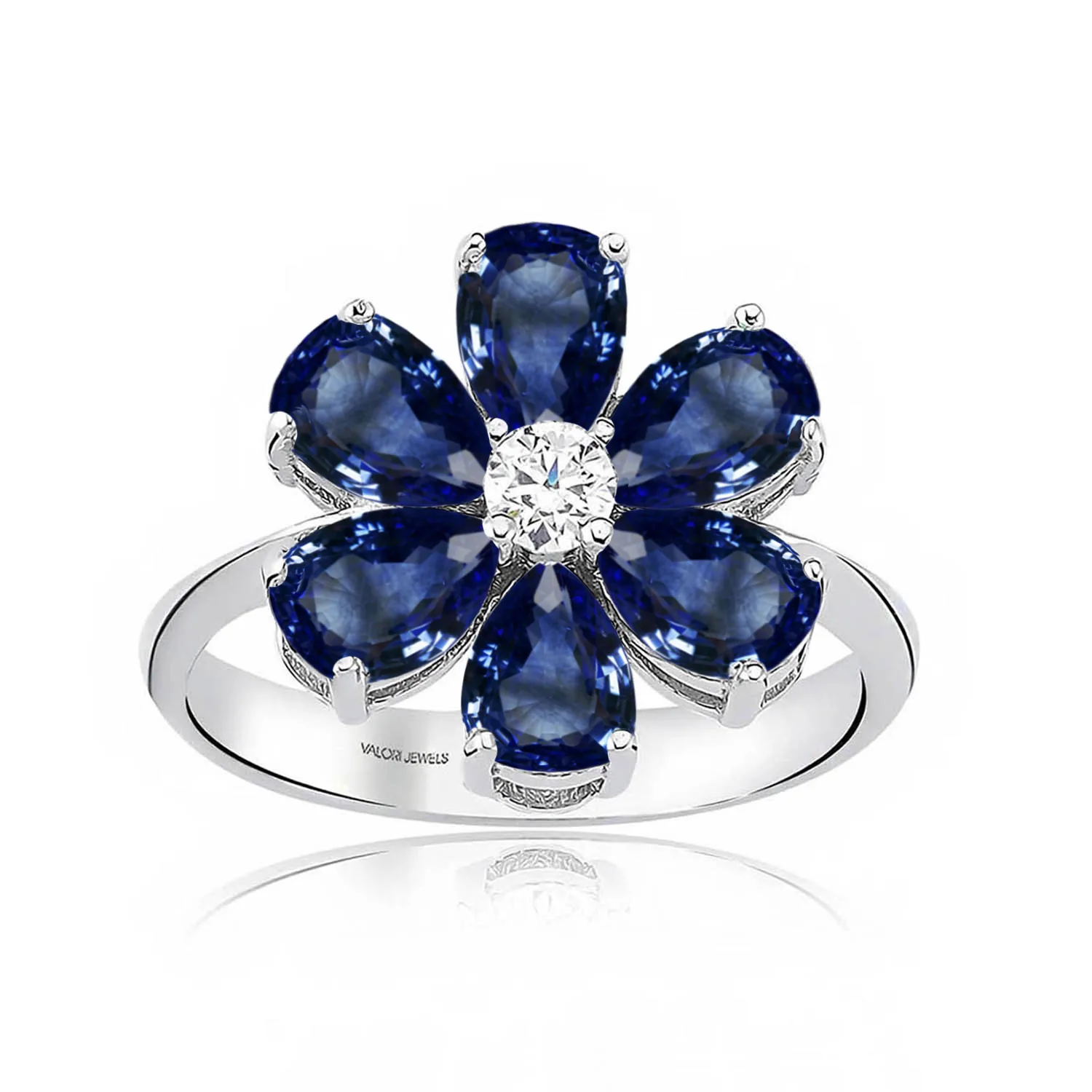 

Valori Jewels Forget Me Not Ring , 2 Ct Zircon Fancy Blue Pear Gemstone , Rhodium Plated ,925 Silver, Fine Jewelry