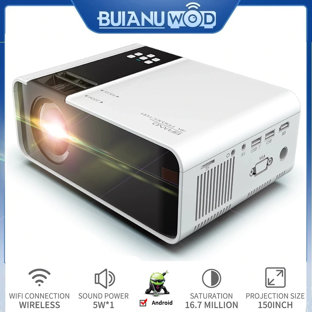 Проектор светодиодный BUIANUWOD W10 150 дюйма WIFI Android 6 Bluetooth поддержка Full HD 1080P AC3 |