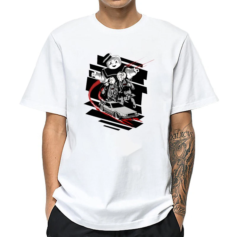 white t shirt 1 Футболка «Назад в будущее», светящаяся футболка, летние футболки с коротким рукавом «Назад в будущее», топы, уличная одежда, футболки, 4XL, унисекс - Цвет: white t shirt 1