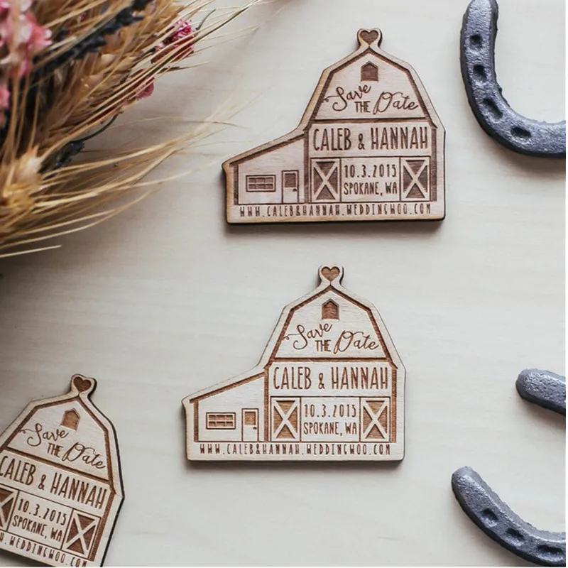 Деревянные сувениры в рустикальном стиле для вечеринки деревянный магнит форме