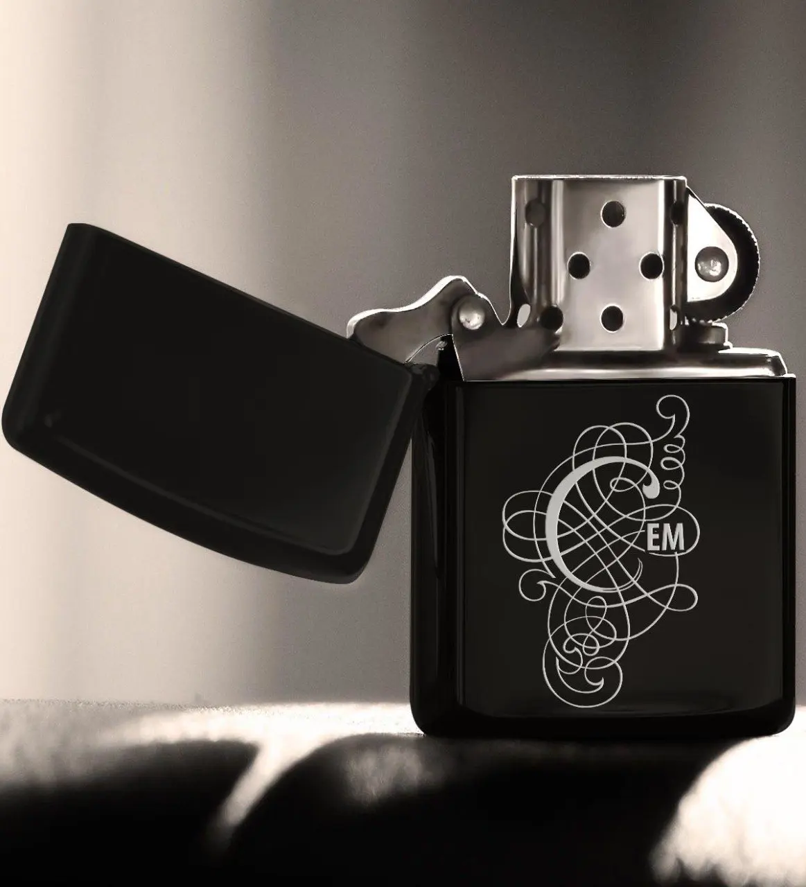 

Personalized C Letter Gasoline Black Metal Cigarette Lighter (Model 3)