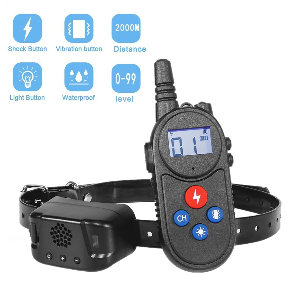 

1000yd Electric Remote Dog Training Collar Waterproof Rechargeable LCD With Beep Shock Vibration Modef Intercom
