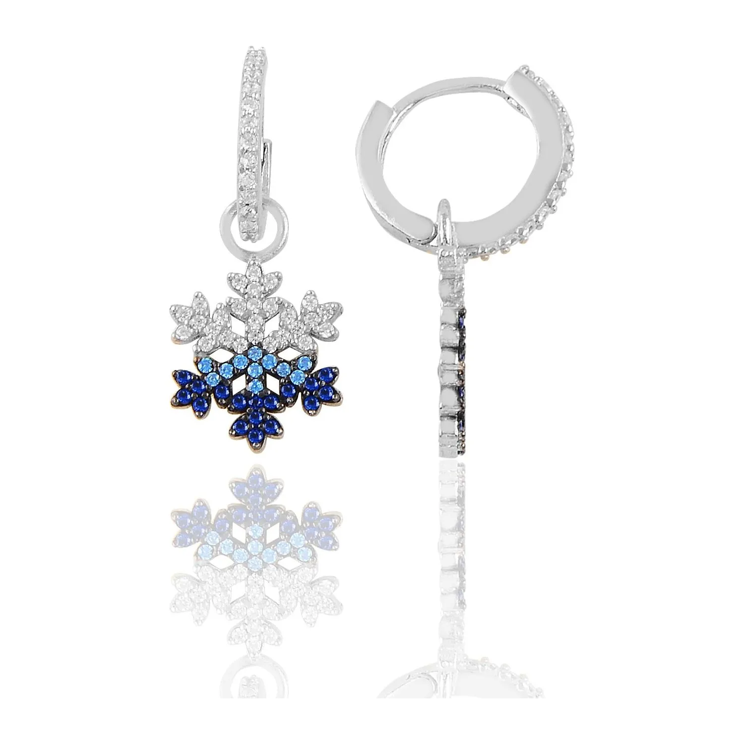 

Women's Silver Earrings 925 Sterling Ring Snowflake Quality Blue-White Stylish Design Opportunity Product HBCV00000EC6R3
