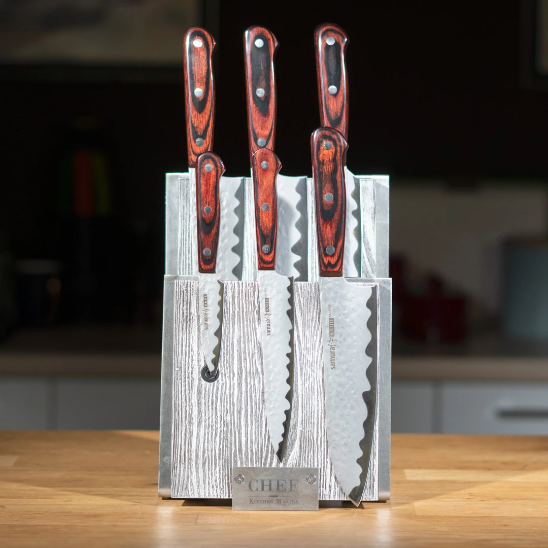 Комплект из 6 ножей Samura Kaiju и серой подставки | Дом сад