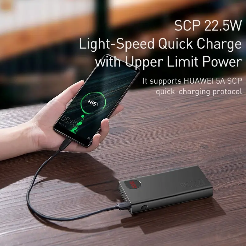 Внешний аккумулятор Baseus Adaman Metal Digital Display 22.5W PD3.0+QC3.0 20000mAh Быстрая зарядка Iphone Xiaomi