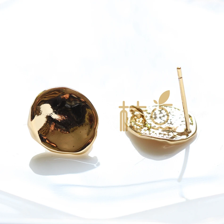 2 шт. (одна пара) позолоченные латунные серьги несимметричные 12x10 мм