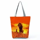 Сумка с принтом Король Лев Disney, Оранжевая женская наплечная Сумочка с животными, вместительная Экологически чистая многоразовая сумка для покупок, яркая пляжная сумка