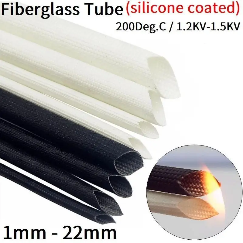 

Fiberglass Tube 1- 22mm Silicone Resin Coated Insulated Soft Chemical Glass Fiber Braided Sleeve High Temperature Pipe Wire Wrap