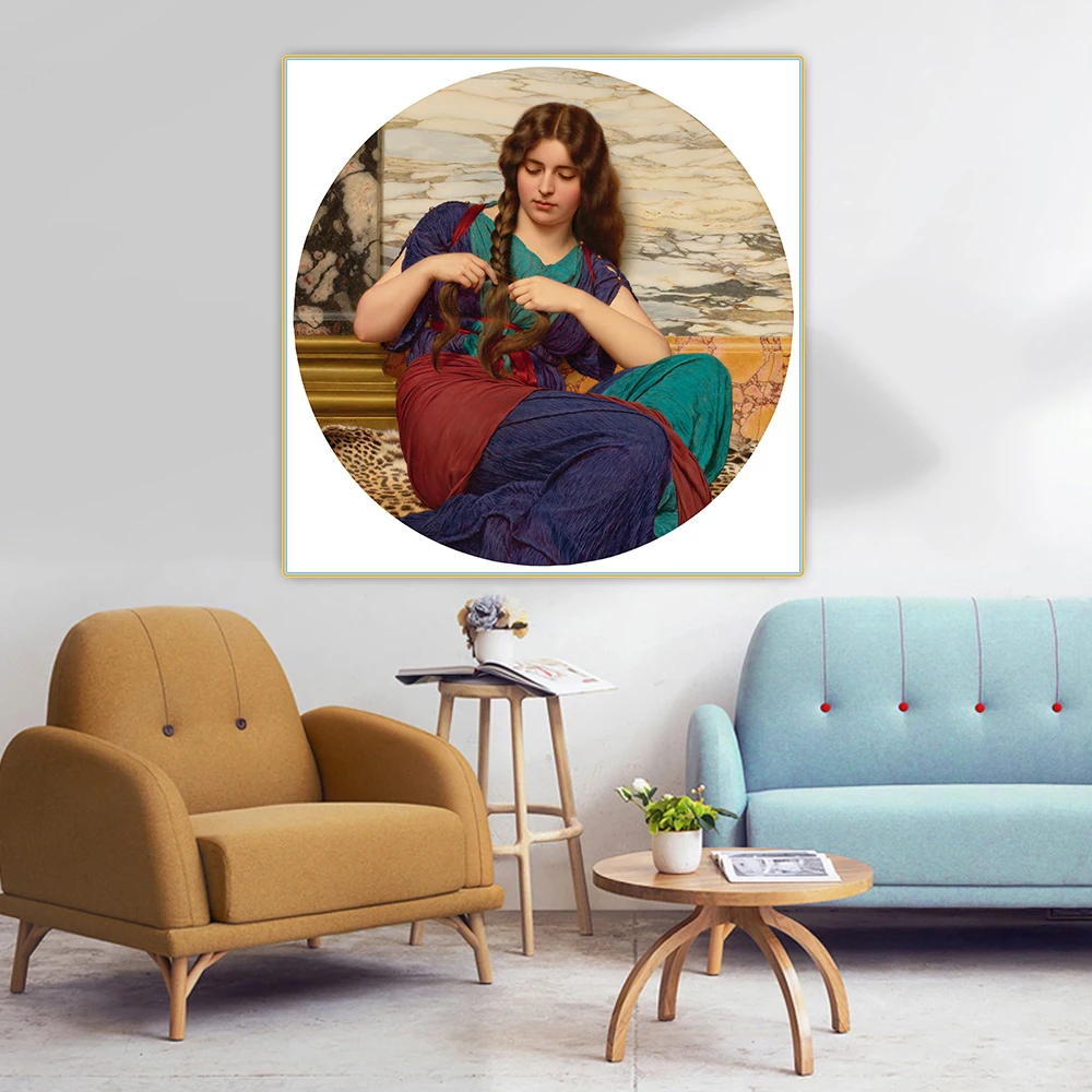 

Holover Canvas Oil Painting John William Godward"A Congenial Task"Classical Architecture Aesthetic Wall Art Home Decoration
