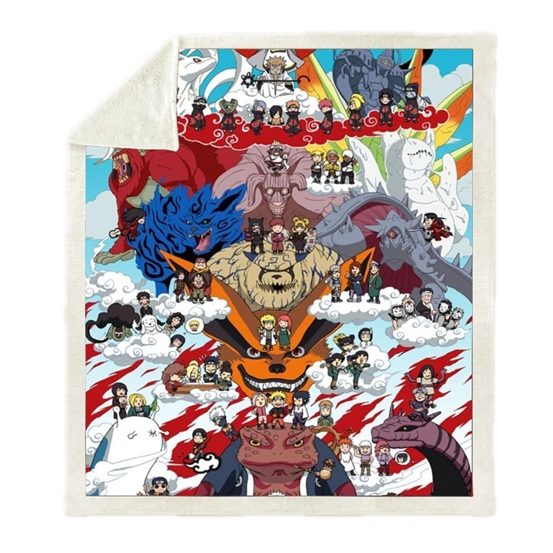 Плюшевое покрывало с принтом аниме Наруто шерпа флисовое домашнее одеяло