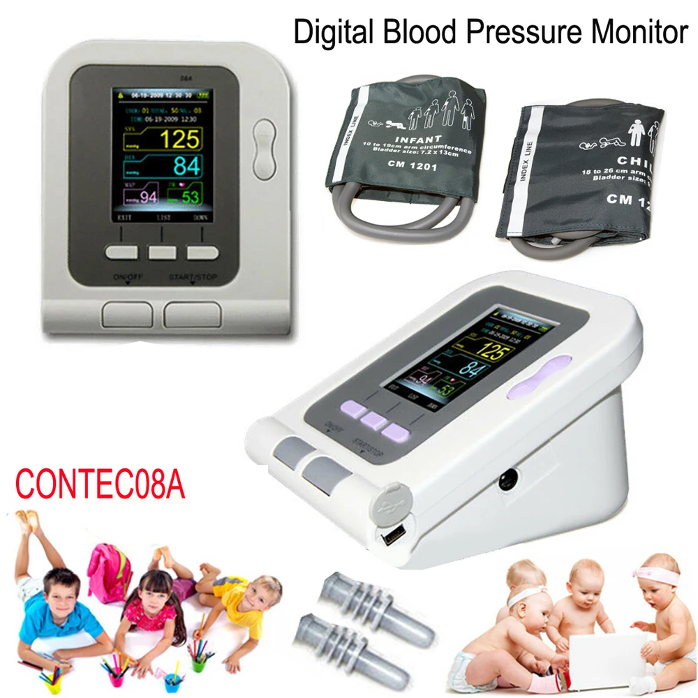 CONTEC08A Blood Pressure Monitor Meter Digital Arm Tensiometers LCD Display Infant Child Cuff Electronic Sphygmomanometer