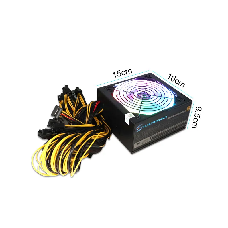 Новый светодиодный охлаждающий вентилятор 2000 Вт RGB ATX 12 В блок питания для