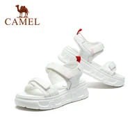 camel sport sandals women 2021 summer new retro simple non slip breathable platform thick soled beach sandals velcro ladies shoe