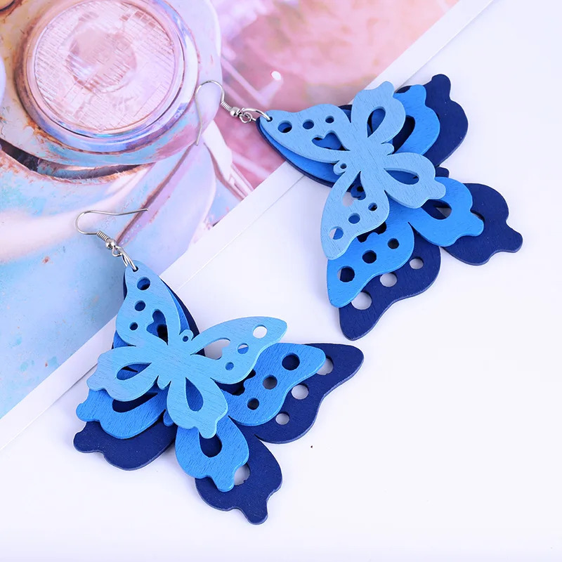 Новинка богемные хиппи-фестиваль деревянные серьги-бабочки высококачественные