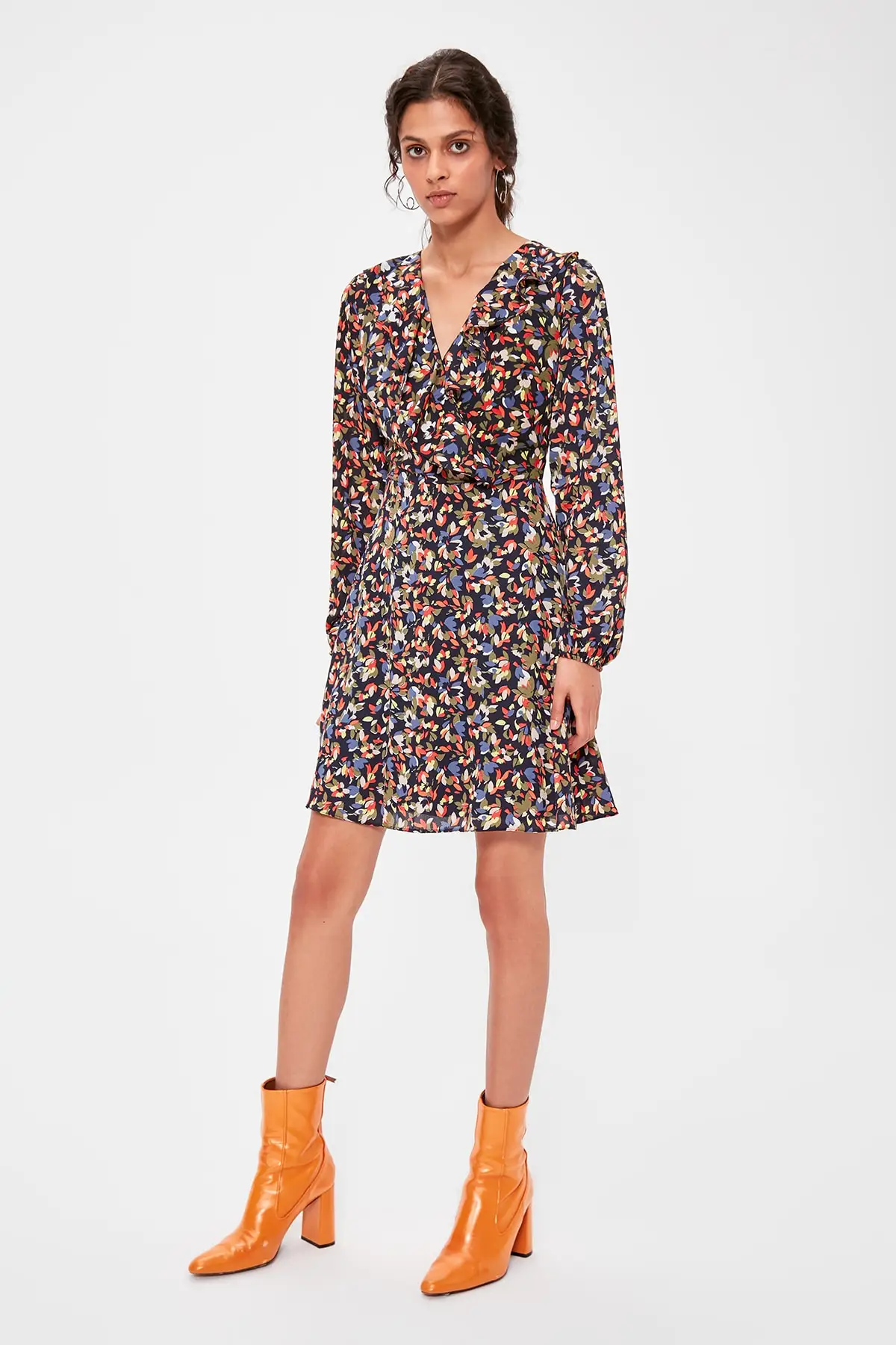 Модное разноцветное платье с узором TWOAW20EL1546|Женские платья| |