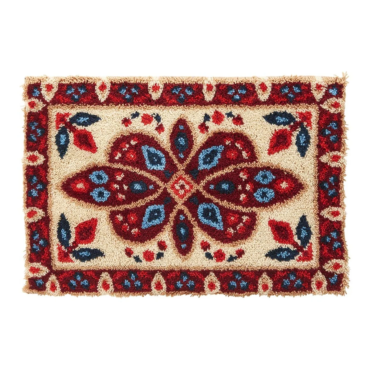 

Latch Hook Kits Traditional Maroon Wall Hanging DIY Carpet Rug Pre-Printed Canvas with Non-Skid Backing Floor Mat 102x69cm