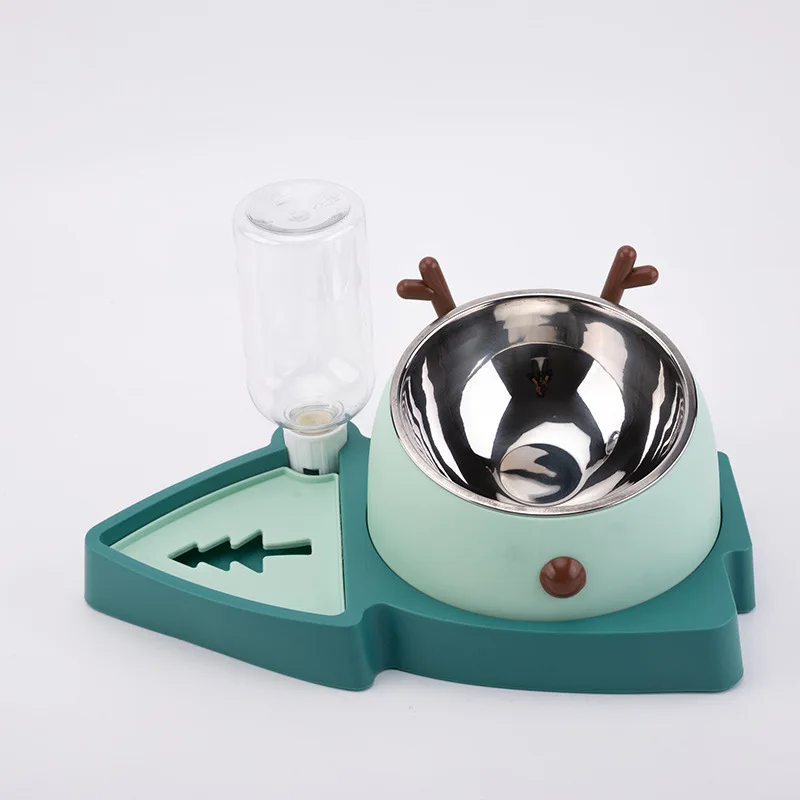 

Cat Bowl Double Food Basin Stainless Steel Small Dogs Automatic Drinking Kettle Anti Overturning Cats Rice Feed Pet Products