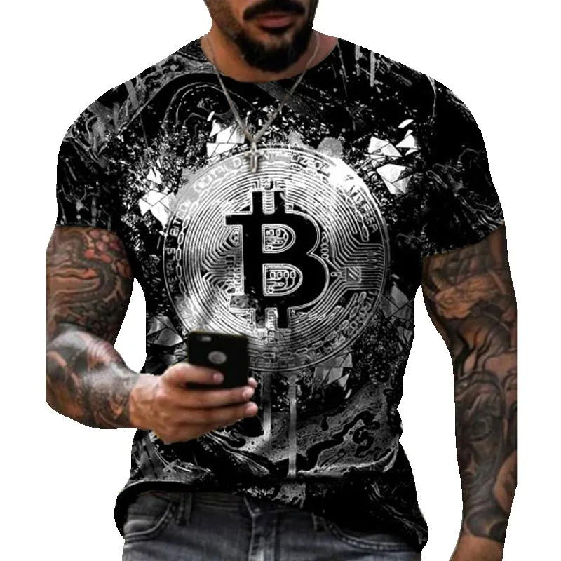 

Summer cool B coin 3D printed men's casual men's fashion O Collar short sleeve T-shirt breathable oversized T-shirt