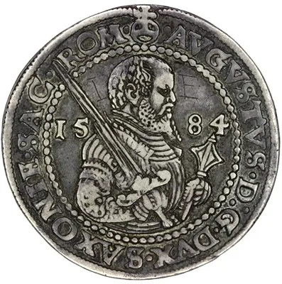 Монета 1/2 талера 1584 года Германия Саксония |