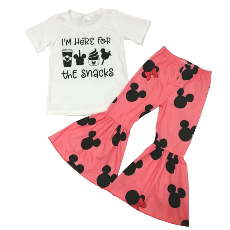 Детский летний комплект одежды с героями мультфильмов для маленьких девочек