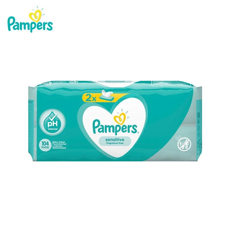 Детские влажные салфетки Pampers Sensitive 104 шт.|Влажные салфетки| |
