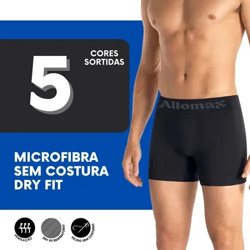 

Kit 05 Cuecas Sem Costura Microfibra Altomax Dry Fit