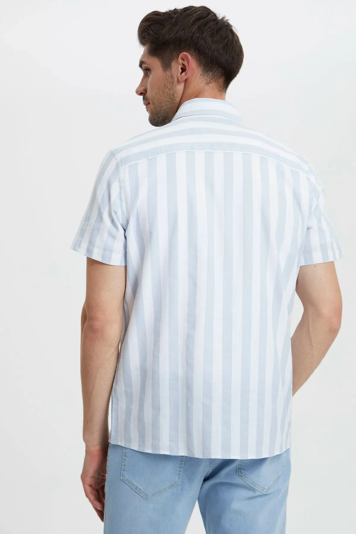 Мужская хлопковая рубашка DeFacto Простой повседневный светильник в полоску с