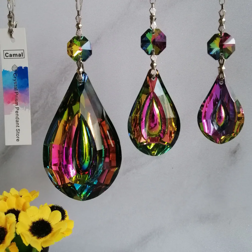 Camal 1 шт. гирлянда 38/50/76 мм красочная Радужная Хрустальная подвесная люстра в виде призмы подвесные искусственные украшения для вечерние
