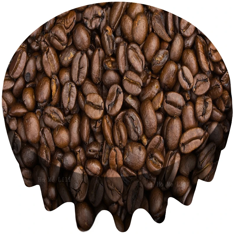 

Brown Unroasted Coffee Bean Background Beans Food Cereal Theme Round Tablecloth By Ho Me Lili Tabletop Decor