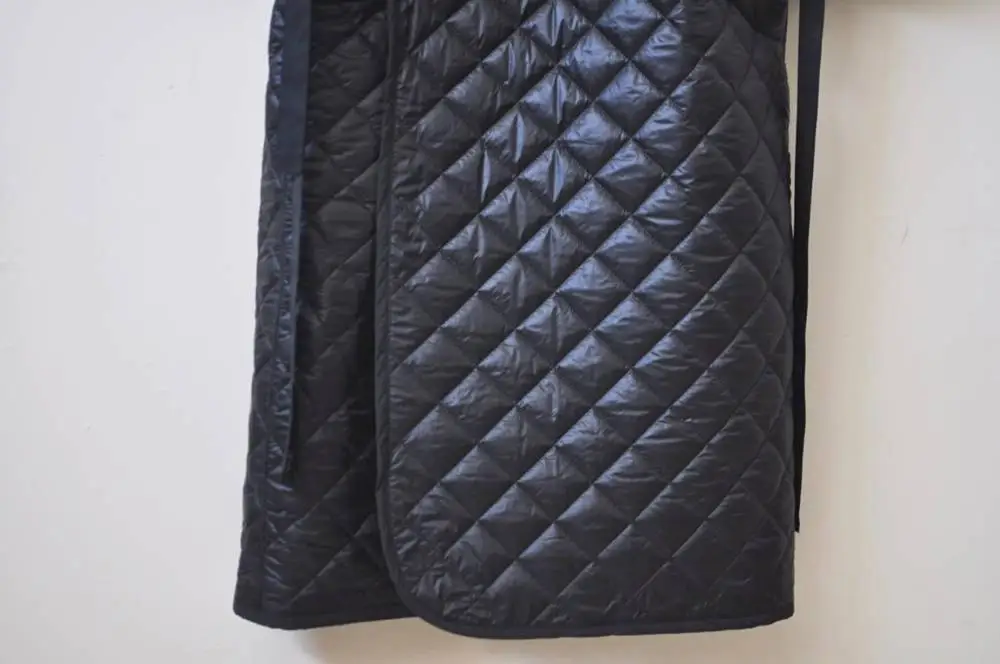 

Winter V-Collar Three-quarter Sleeve Kimono /Bandage Padded Coat Quilted Overlong Coat / Loose Over the Knee Long Jacket